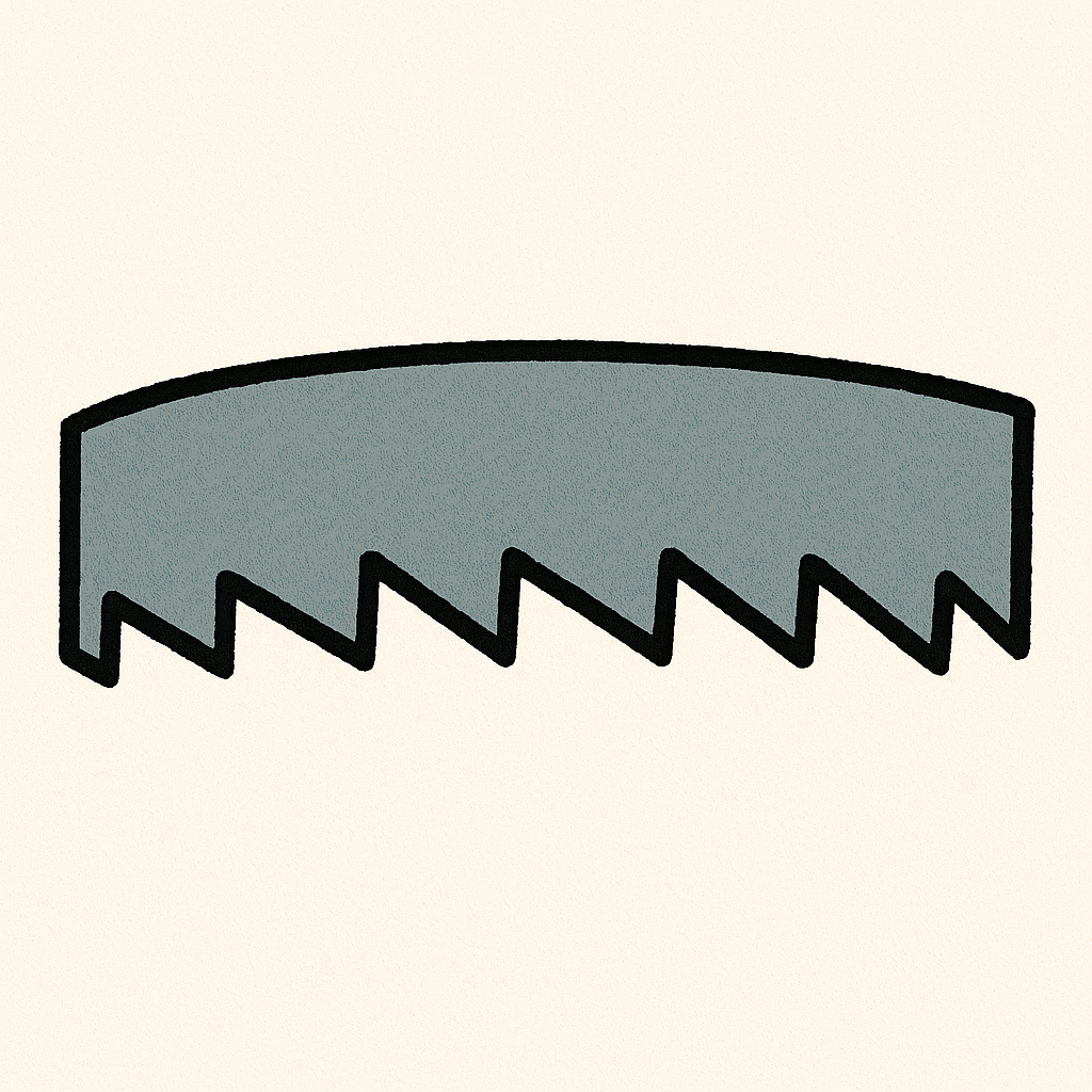 Over-tensioned bandsaw blade cartoon